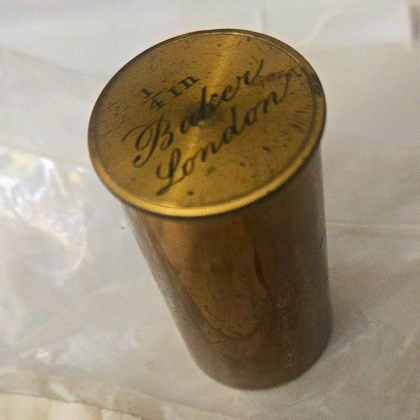 Baker 1/4" x30 30x Brass Mount Microscope Objective for Biological LabAntique