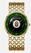 MASTRI Quartz Dress Watch Gold-Tone Bracelet Green Dial 8 Ball 40mm
