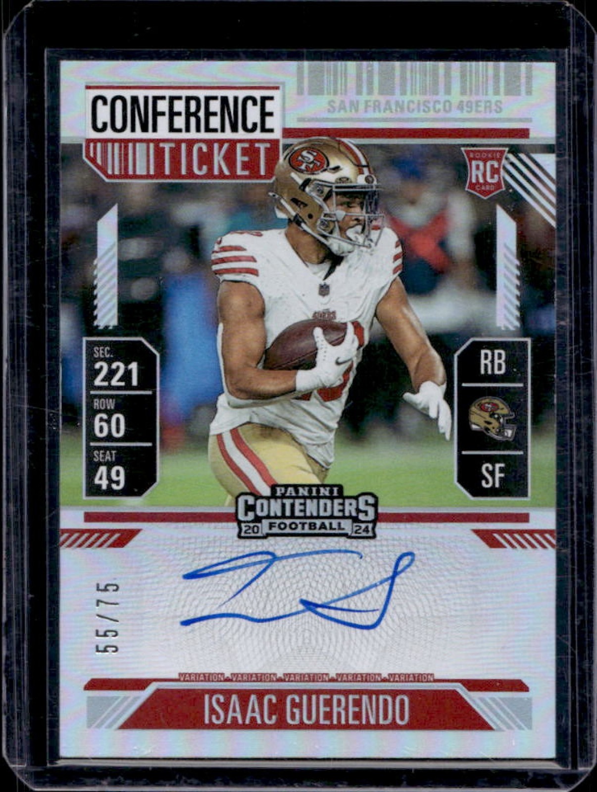 2024 Contenders Isaac Guerendo Rookie Ticket Variation Auto Conference #55/75