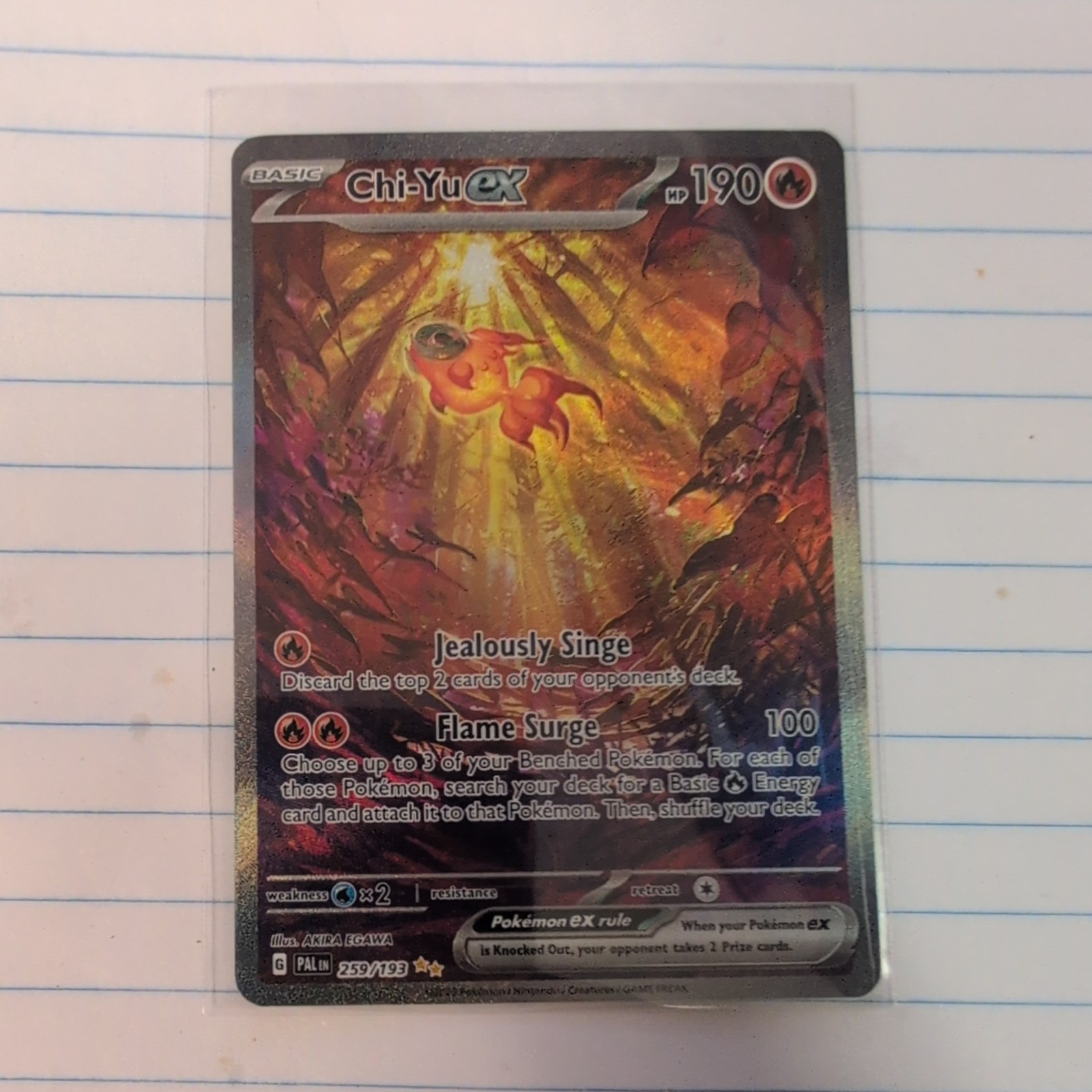 Pokemon SV02 Paldea Evolved Chi-Yu ex 259/193 Special Illustration Rare SIR NM