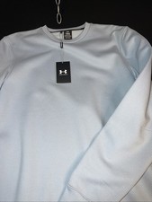 Under Armour Sweater Men L Light Blue Storm Fleece LS Crew Loose Fit Pullover