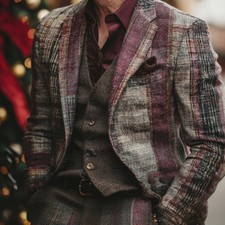 Mens Floral Blazer With Print Suit Jacket