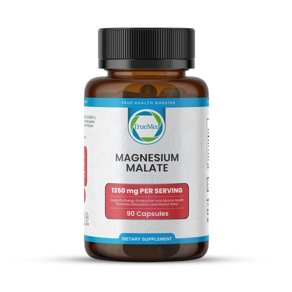 TrueMed Magnesio Malato Ácido Málico Apoyo Músculo 1350mg 90 Cápsulas Suplemento Foto 2 de 4