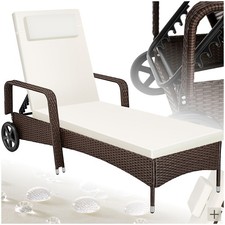 Image of Sun Lounger Rattan Day Bed with Canopy Garden recliner Patio chair Furniture