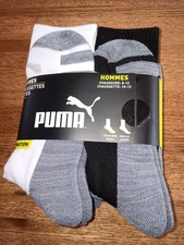 NEW 6 PAIR MENS PUMA TRAINING SPORT CUSHION CREW SOCKS Sz 10-13 SHOE SIZE 8-12