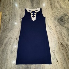 Michael Kors Navy Blue Mini Dress Size XS Preppy Nautical Bodycon Lace Up Front