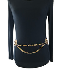 Women's Chain Belt Small-Medium Gold VTG Swag Draped Cabochon Stones Medallion