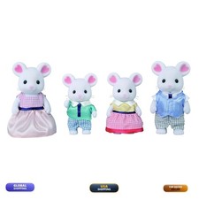 Calico Critters Marshmallow Mouse Family Set of 4 Doll Figures