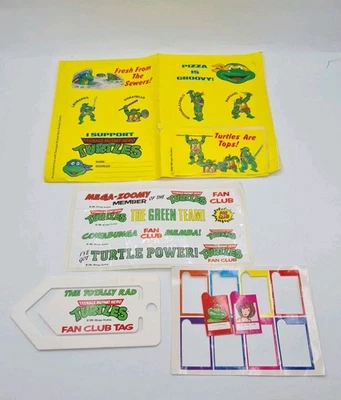 Teenage Mutant Hero Turtles TMNT Fan Club Membership Kit 1990 Stickers & Tag SW - Image 1 of 4