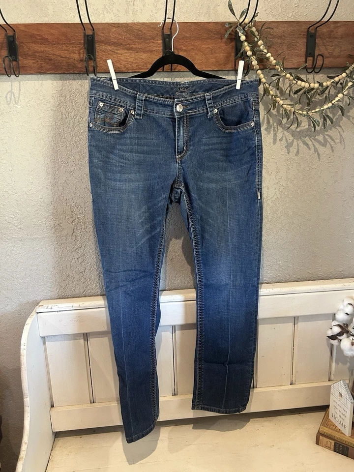 Pantalones de mezclilla Melissa McCarthy Seven 7 para mujer pierna recta 16 W azul lavado medio Foto 2 de 4