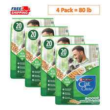 4 Pack,Purina® Cat Chow® Indoor Adult Cat Dry Food - Chicken, 20 lb Bag 0.87 per pound