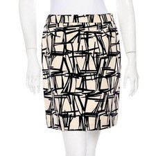 MICHAEL KORS geometric pencil skirt - cream / black - size 4