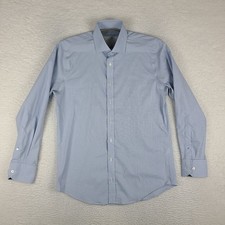 Twillory Dress Shirt Mens 15.5 32/33 Blue Check Plaid Tailored Fit Button Up