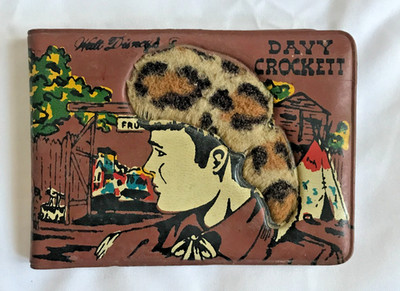 Davy Crockett Walt Disney Official Billfold Wallet 1950s Brown Vinyl