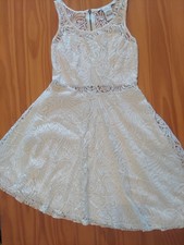 American Rag Dress Women’s Small Lace Floral White Lined Zip Back Fit N Flare