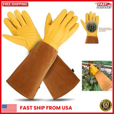 Gardening Gloves Thorn Proof Long Leather Rose Pruning Gloves for Men & Women US