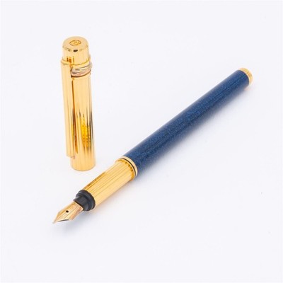 must de Cartier Trinity Füller 18K F Blau Gold Blue Royal marmoriert OVP Rare