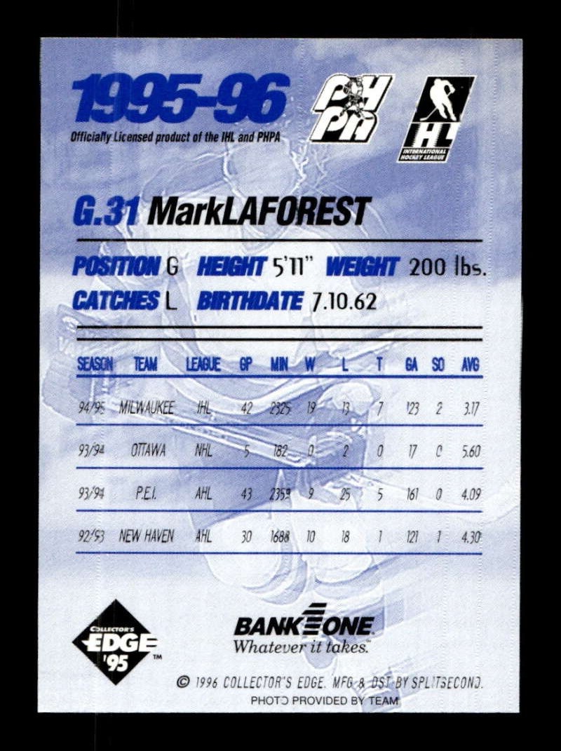 1995-96 Collector's Edge Ice - Mark LaForest #163 for sale
