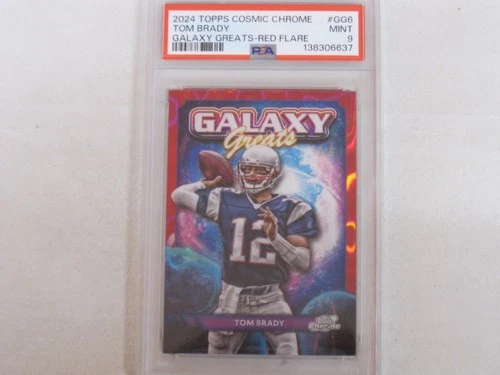 2024 Topps Cosmic Chrome Galaxy Greats Red Flare Refractor Tom Brady 1/5 PSA 9