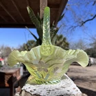 Fenton | Sunshine Bouquet Topaz Vaseline Opalescent Basket 10" | Hand Painted