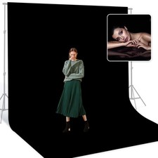 Black 10 x 20 Ft Large Photography Backdrop Screen, Black Non-Reflective Fabr...