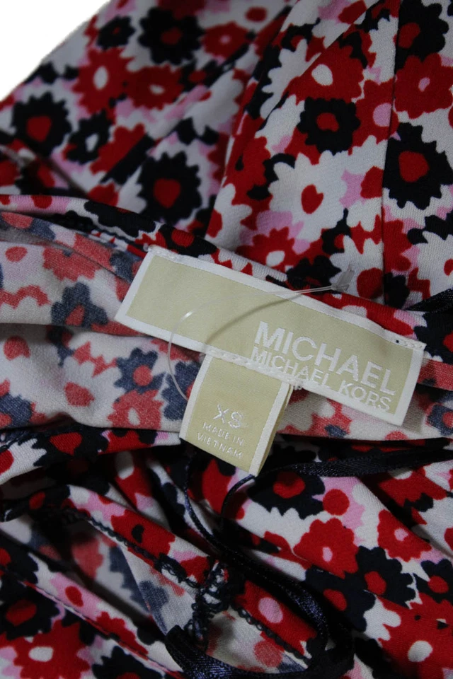 Vestido floral multicolor Michael Kors para mujer sin mangas con abertura talla XS Foto 4 de 4