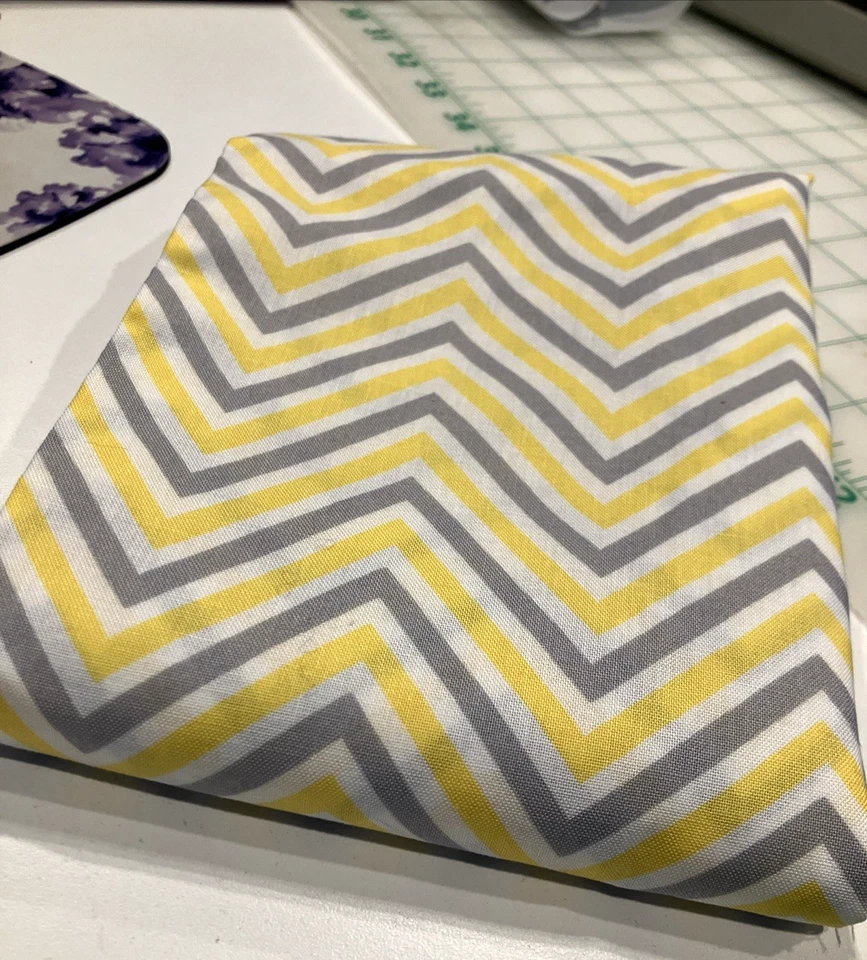 0.94 Yard CP63713 Gray Yellow White Chevron Springs Creative Quilt Craft - Image 2 of 3