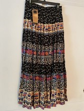 Vintage Carole Little Size 8 Rayon Paris Novelty Maxi Skirt USA MADE 90's NEW