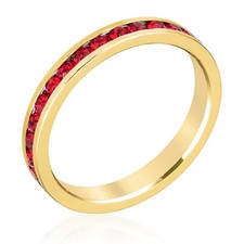 Ruby Gold Full Eternity Band, Red Ruby Stacking Band Gold, Gold Stackable Band