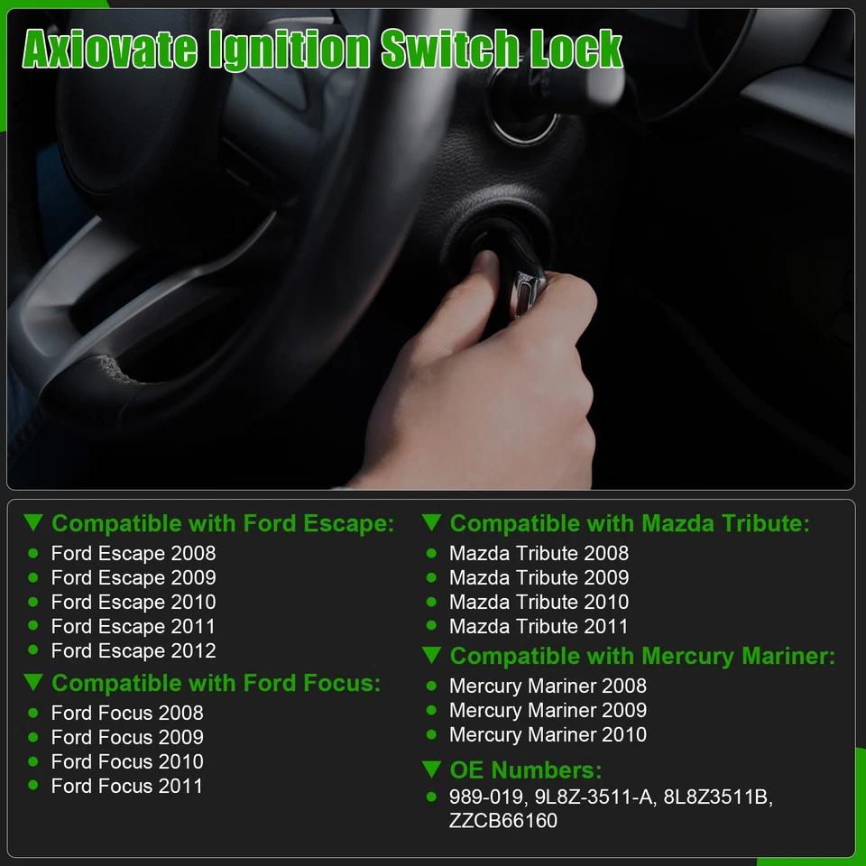 Ignition Lock Cylinder Assembly For 08-11 Ford Focus Escape Mercury W/ Chip Keys Foto 2 de 4