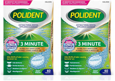 3 Minute Antibacterial Dental Appliance Cleanser Tablets,60 Count Pack of 2 