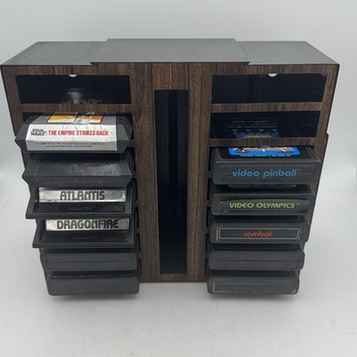 VTG Atari 2600 Lot - Original 1981 Wall Mount 14 Game Holder -11 Untested Games!