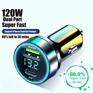 Universal 120W 2 Port Fast USB Car Charger PD20W Quick Charging Adapter