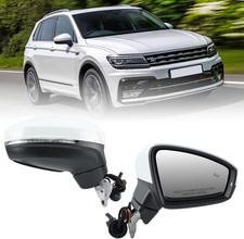 White Passenger Mirror Heated Signal Blind Spot for 2018 2025 Volkswagen Tiguan
