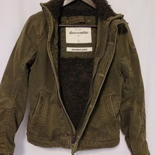 Y2K Abercrombie Kids Olive Drab Adirondack Jacket Bomber Military Grunge Boy's L