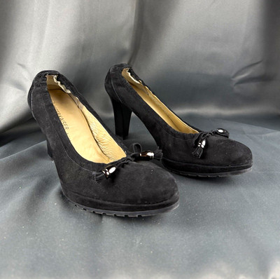 Peter Kaiser Damen Pumps Wildleder schwarz Schleife Trichterabsatz EU 40