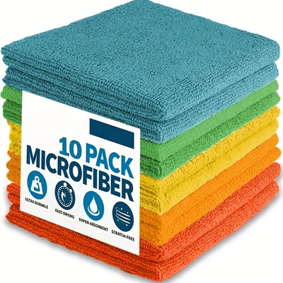 10X Poliertuch Auto, Küche, Bad Mikrofasertuch 30x30cm Trockentuch Mikrofaser