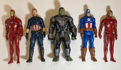 Marvel Avengers Toy Figure Lot of 5 - IRON MAN, HULK, CAPTAIN AMERICA