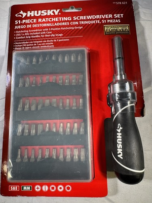 #ad Husky 51 Piece Ratcheting Screwdriver Set Reversible Comfort Grip 578 621 $23.99