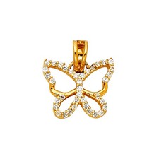 14k Yellow Gold Playful Monarch Butterfly Pendant Gentle Birthday Present Charm