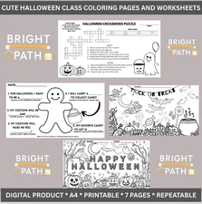 SET OF 7 CUTE HALLOWEEN Activities  and Coloring Pages – Printable PDF for K12