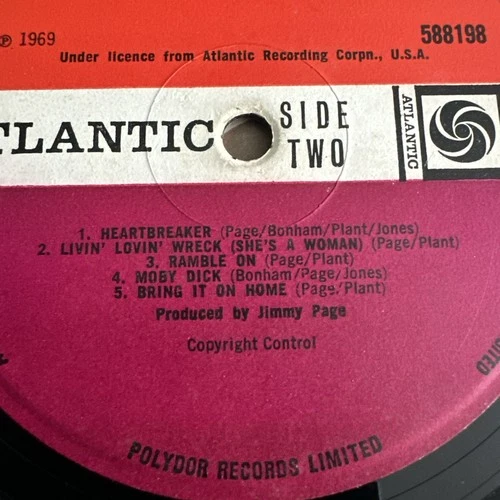 LED ZEPPELIN,LED Zeppelin II PLUM 1969 UK VINYL 1st ‘WRECK’ label, green tinge