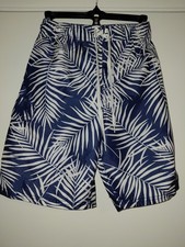 Boys Kanu Surf Blue Tropical Lined Swim Trunks Board Shorts Large 14/16 EUC