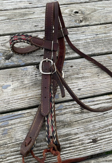 Used/vintage Western headstall 1" leather w/braided horse hair US made