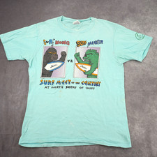 Vintage 80s Hobie Surf Light Blue Graphic T-Shirt Size L USA Made