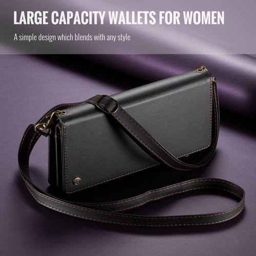 Luxury Wallet Crossbody Strap Cover For iPhone 16 15 14 Plus 13 12 Pro Max Case - Picture 43 of 87