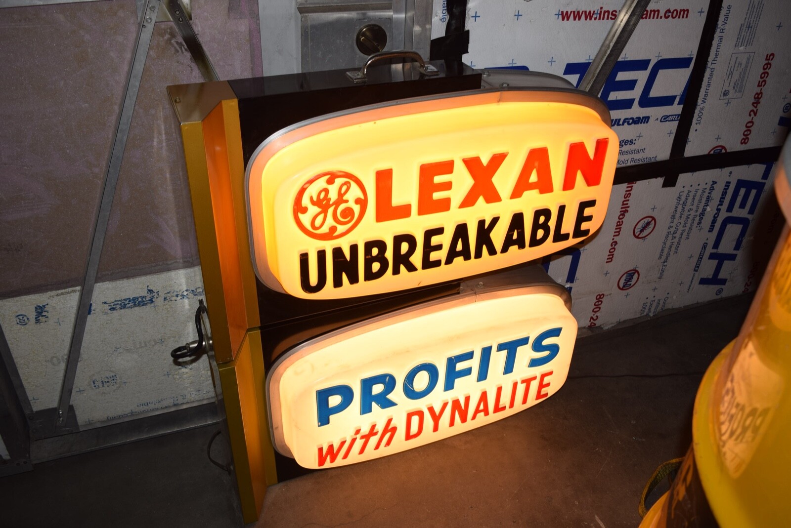 Lexane Sign QTY`2 PORTABLE GE LEXAN UNBREAKABLE 2 SIDED DYNALITE SIGNS BLINKING ...