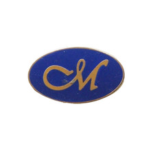 VINTAGE LETETR M BUSINESS LOGO SOUVENIR METAL LAPEL PIN HAT BADGE BROOCH