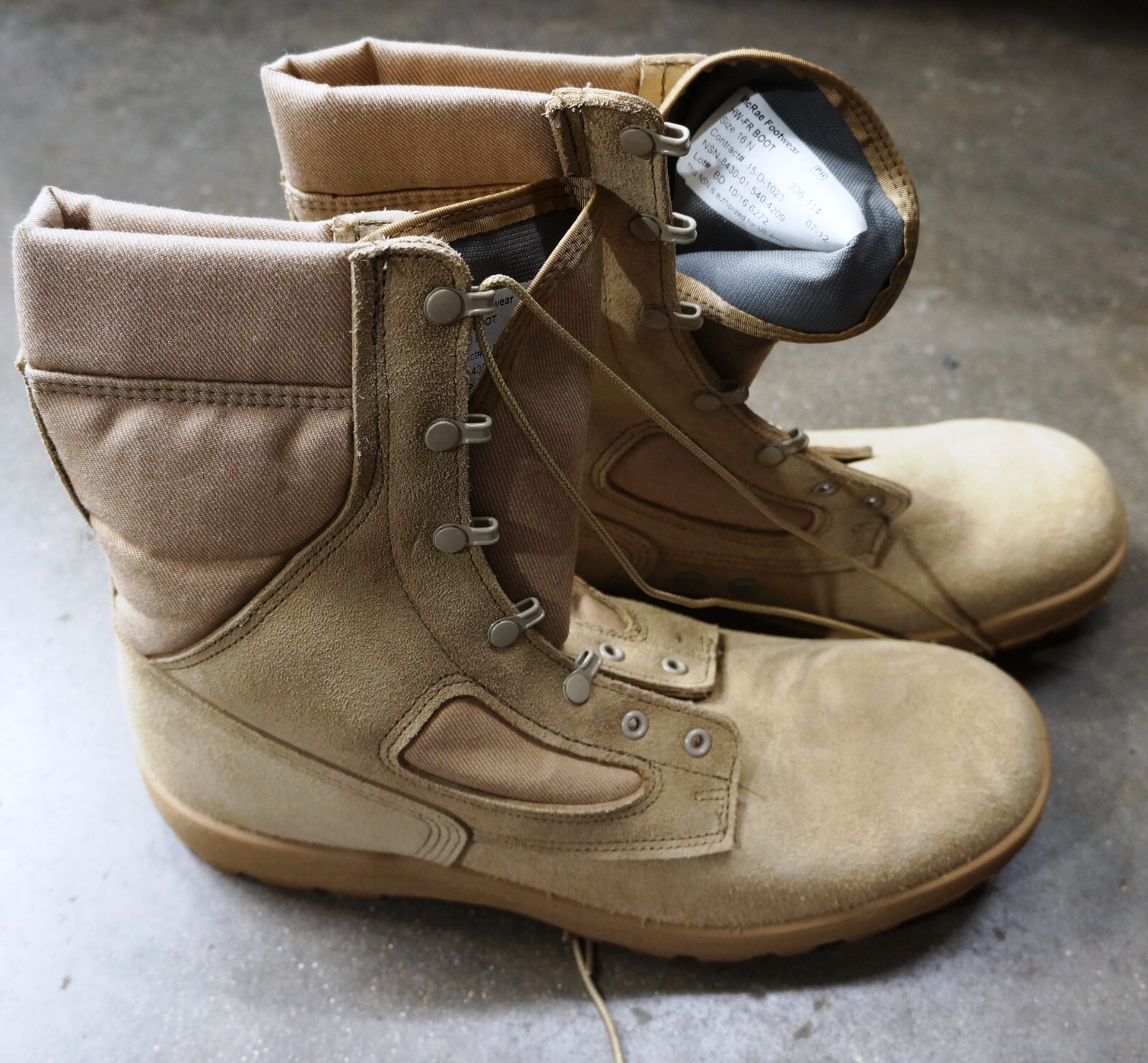 McRae MENS 16 N COMBAT TAN CLOTH/SUEDE FLIGHT BOOTS HOT WEATHER FLAME ...