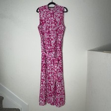 Vince Camuto Sleeveless Floral Pink Maxi Dress Size Large Tie Waist